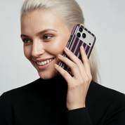 Luxe Stripes, Plum - Shockproof MagSafe iPhone Case
