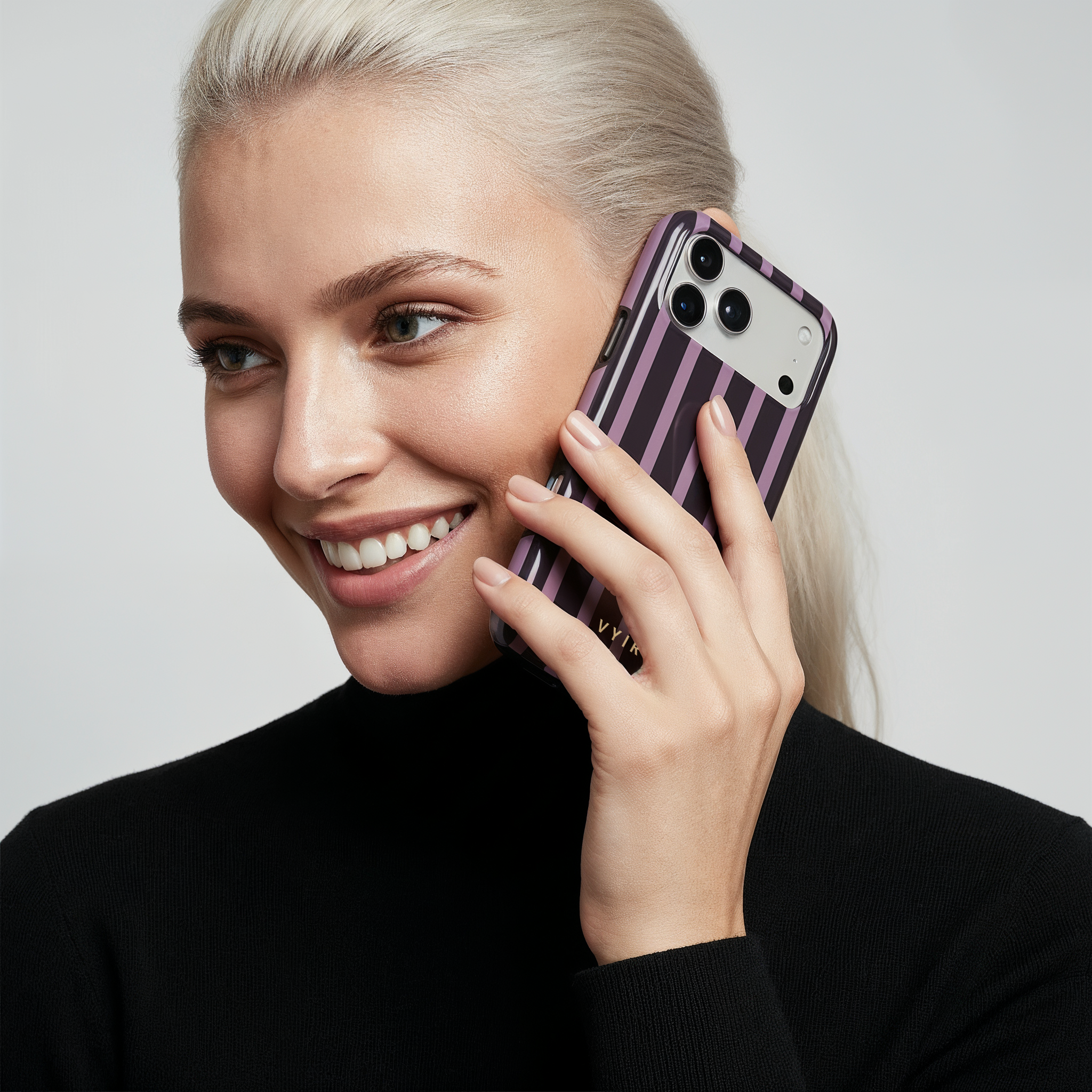 Luxe Stripes, Plum - Shockproof MagSafe iPhone Case