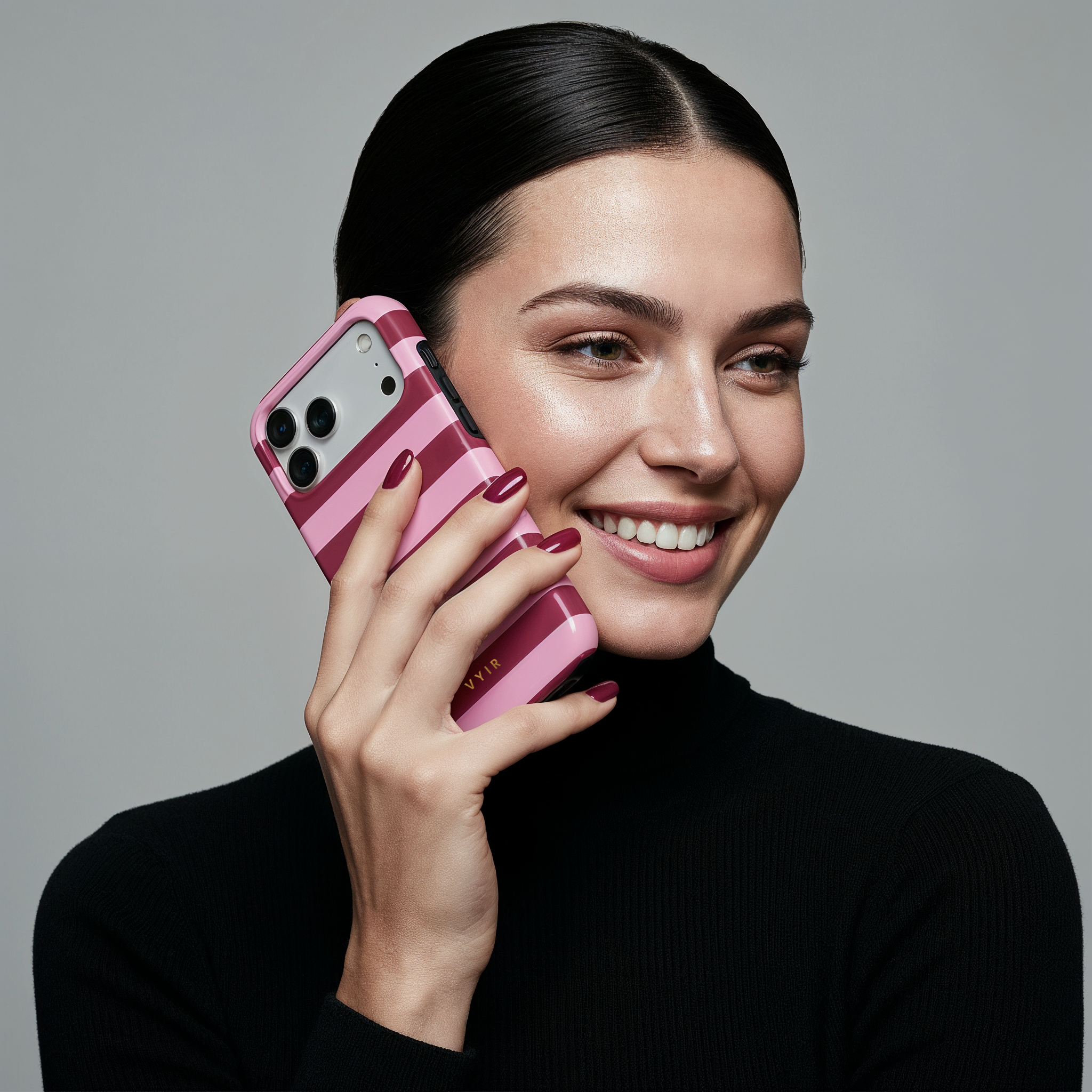 Horizontal Stripes, Candy Pink - Shockproof Phone Case