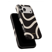 Swirl Lines, Black and Beige - Shockproof MagSafe iPhone Case