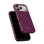 Tiny Checker, Burgundy - Shockproof Phone Case