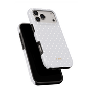 Tiny Polka Dots, Pearl White - Shockproof MagSafe iPhone Case