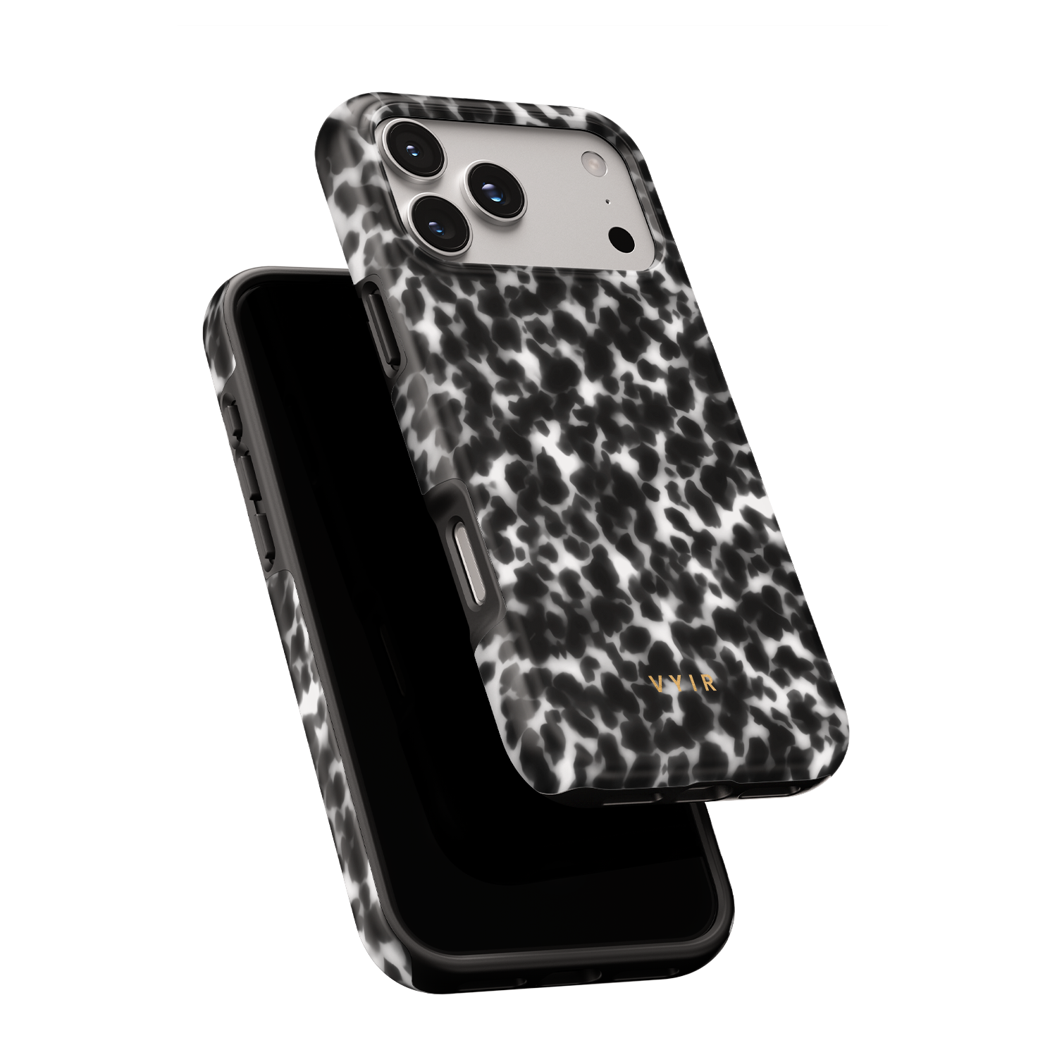 Tortoiseshell, Black and White - Shockproof Phone Case