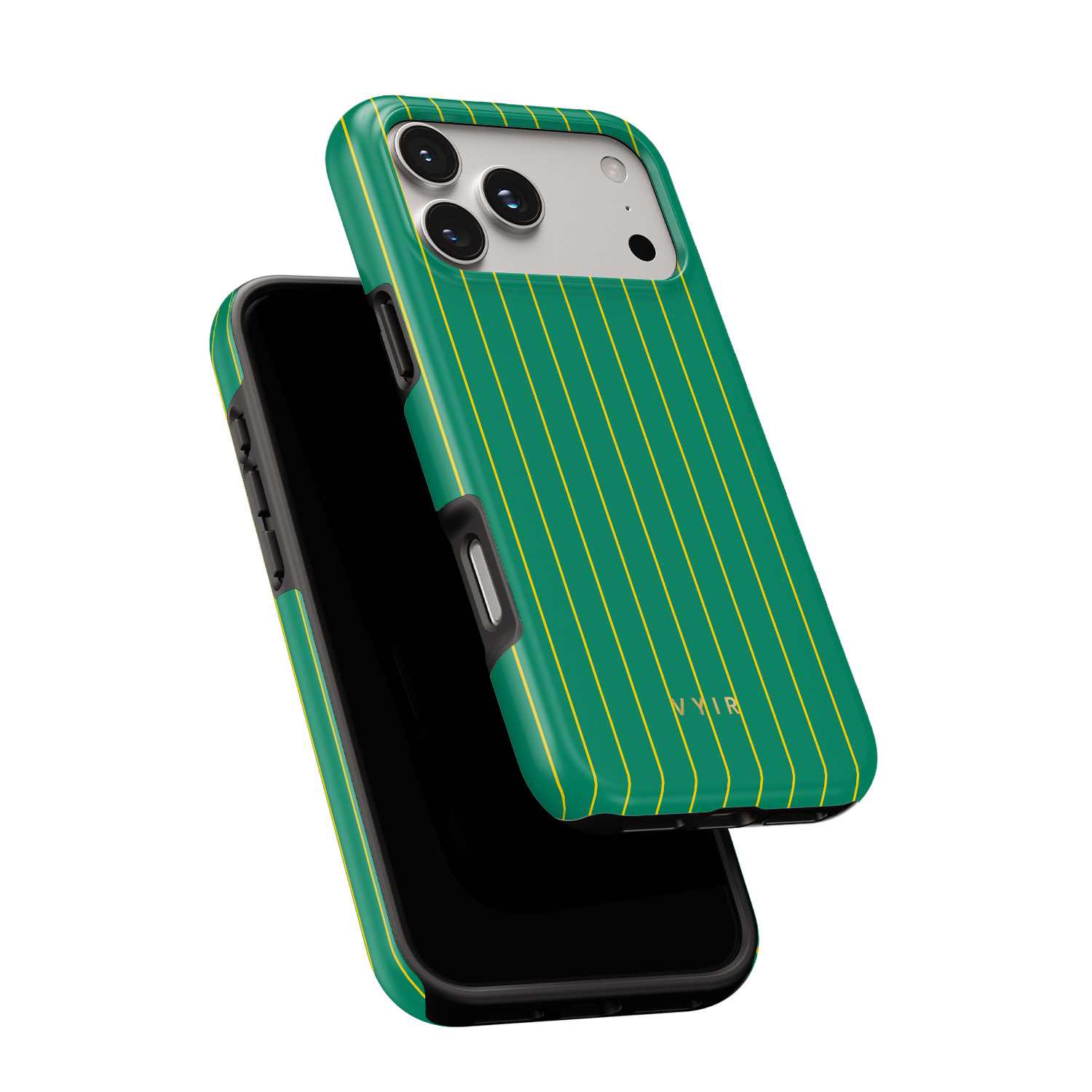 Vertical Stripes, Goldline Green - Shockproof MagSafe iPhone Case