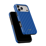 Vertical Stripes, Mediterranean Blue - Shockproof MagSafe iPhone Case