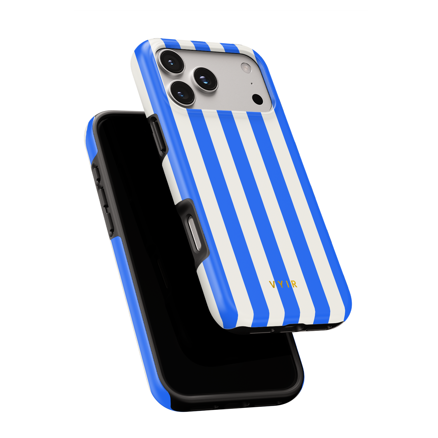Vertical Stripes, Riviera Blue - Shockproof MagSafe iPhone Case