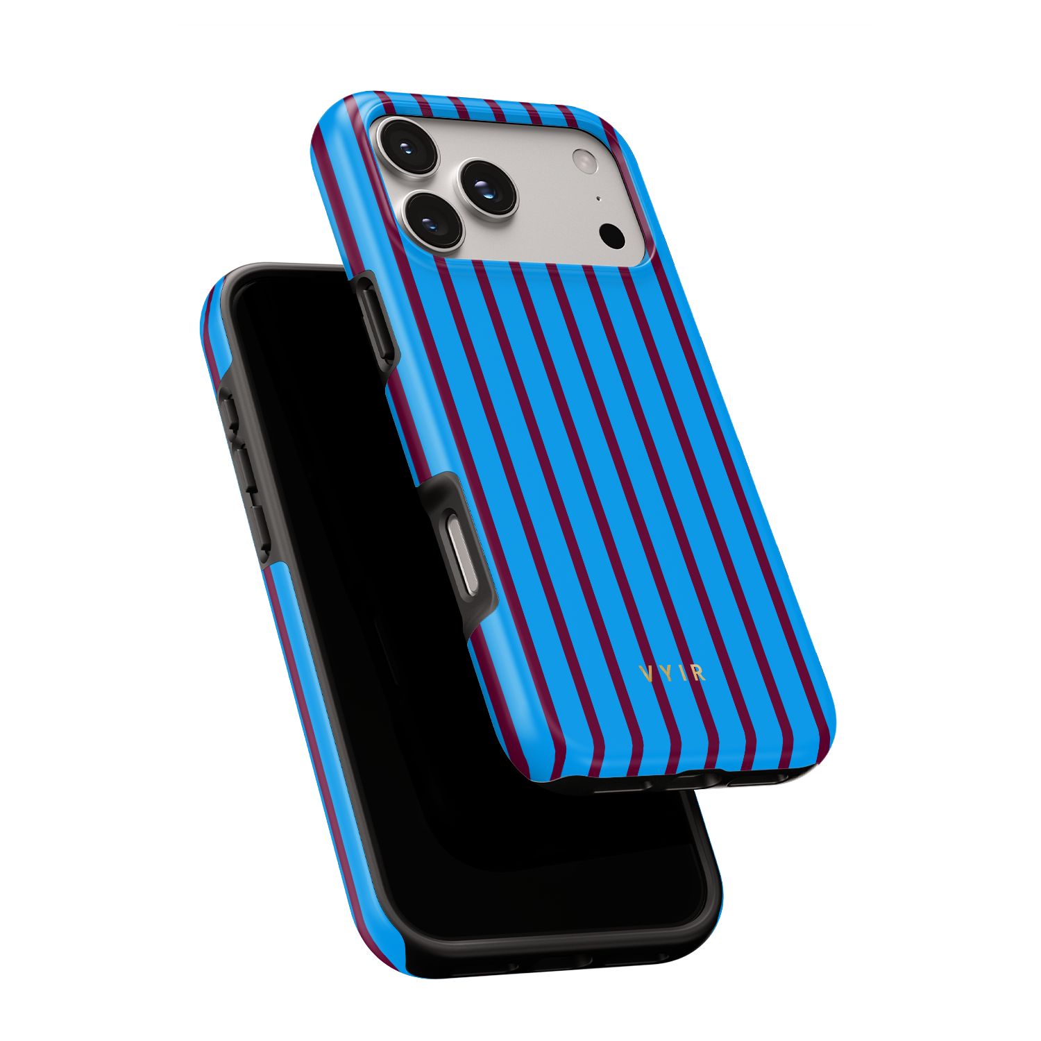 Vertical Stripes, Track Blue - Shockproof MagSafe iPhone Case