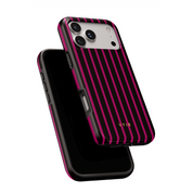 Vertical Stripes, Wine Red - Shockproof MagSafe iPhone Case