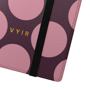 Samsung Galaxy S24 Ultra Vegan Leather Wallet Case – Pink Plum Polka Dot Design - VYIR