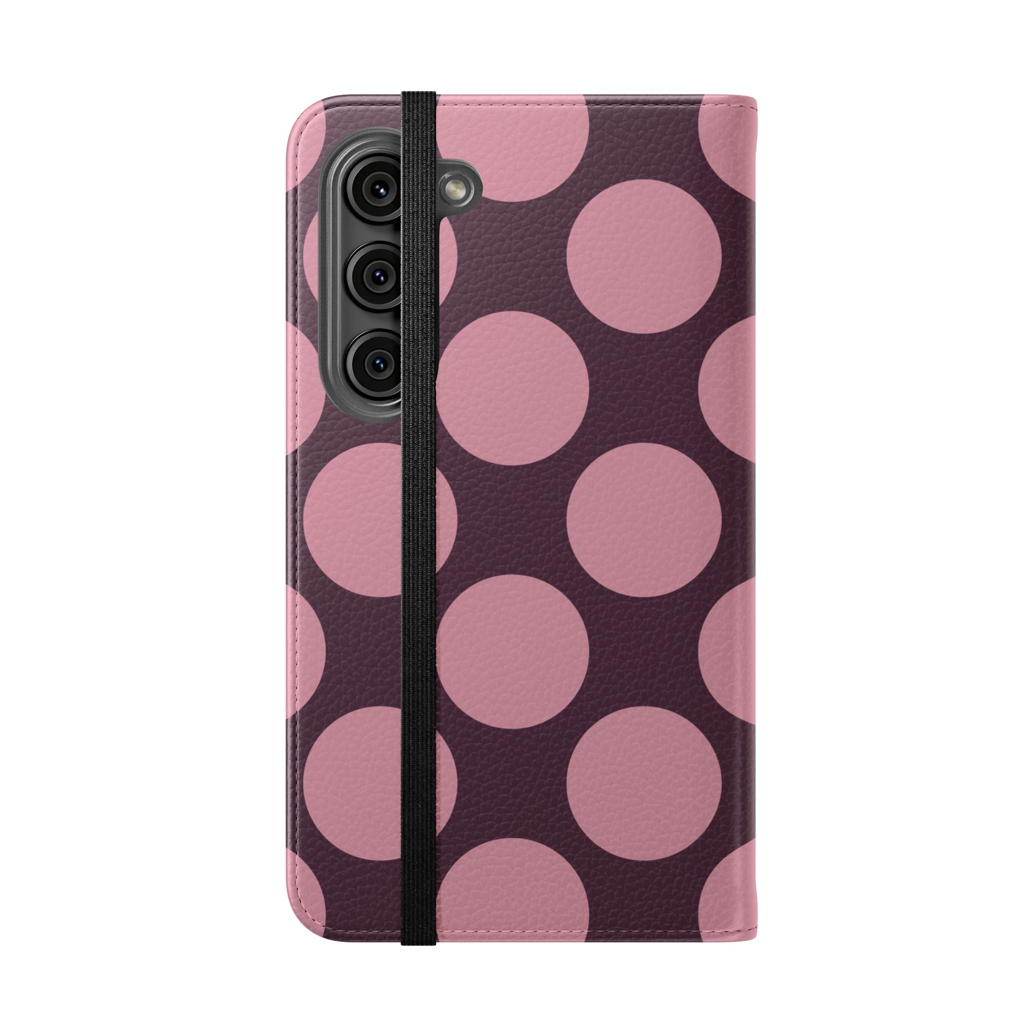 Samsung Galaxy S23 Vegan Leather Wallet Case – Pink Plum Polka Dot Design - VYIR