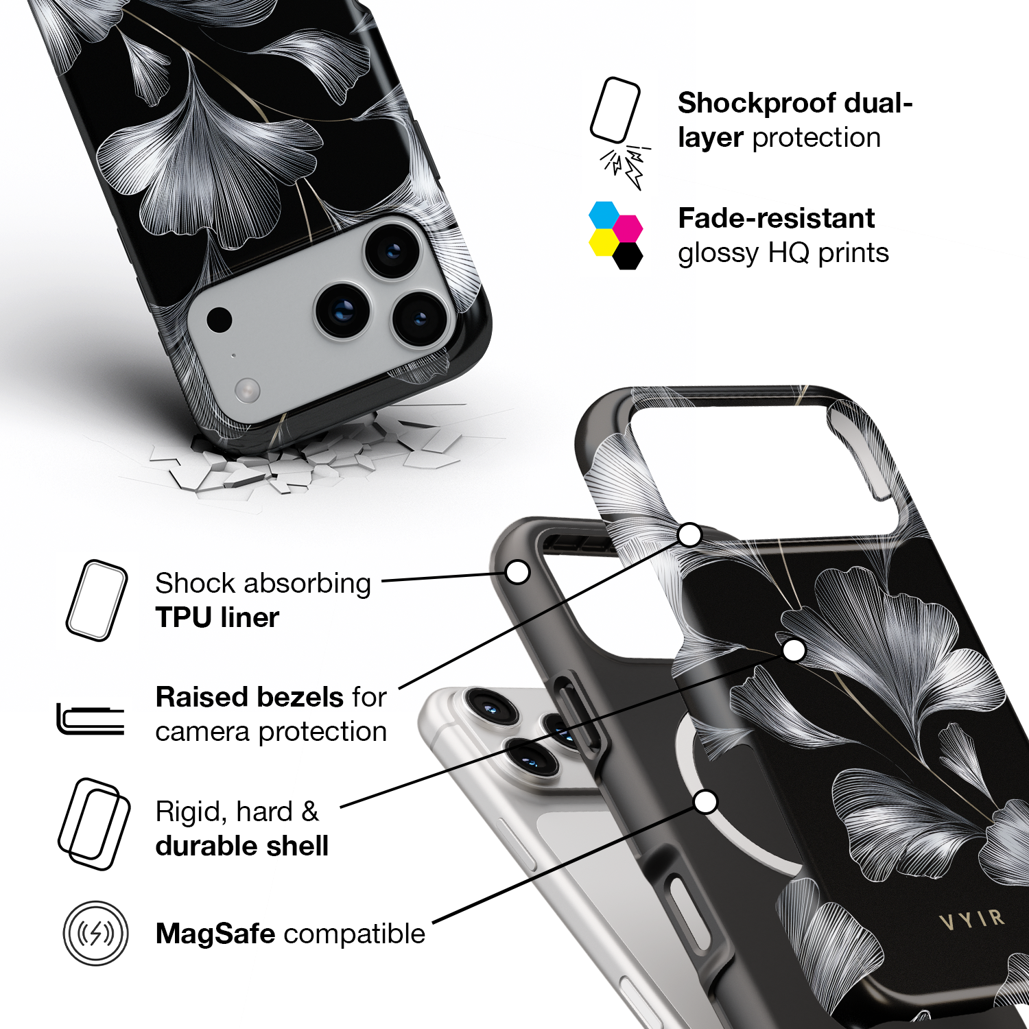 Lunar Leaves - Shockproof MagSafe iPhone Case