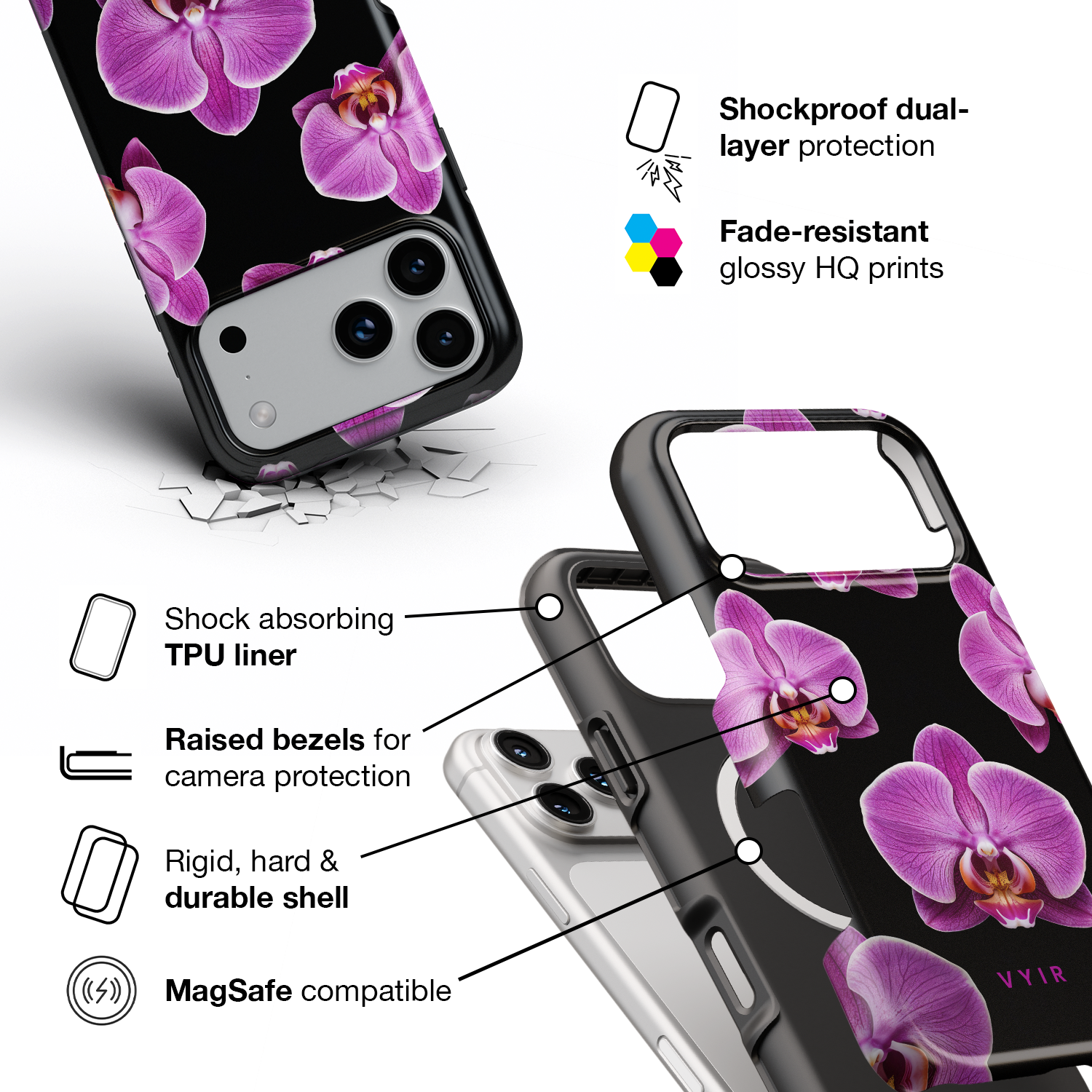Orchid Noir - Shockproof MagSafe iPhone Case