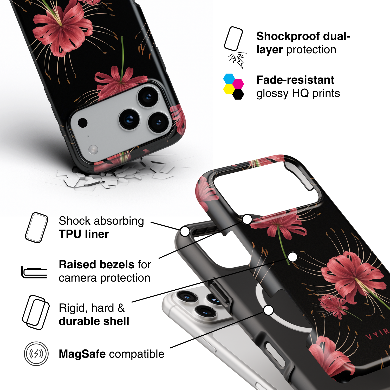 3VYIRBlackandRedSpiderLilyFlowers-ShockproofToughMagSafeiPhoneCase.png
