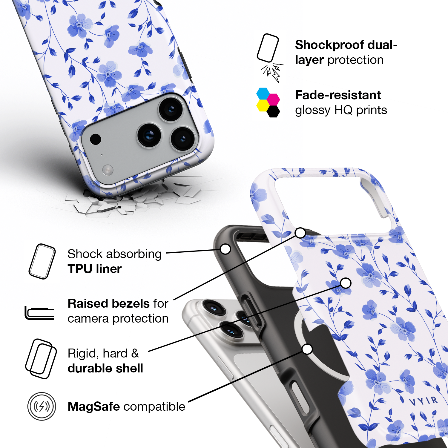 Little Blue Garden - Shockproof MagSafe iPhone Case