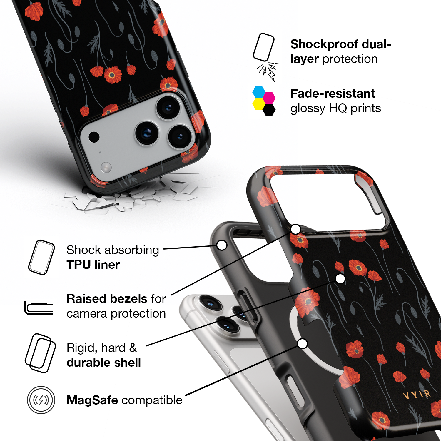 Red Poppies - Shockproof MagSafe iPhone Case