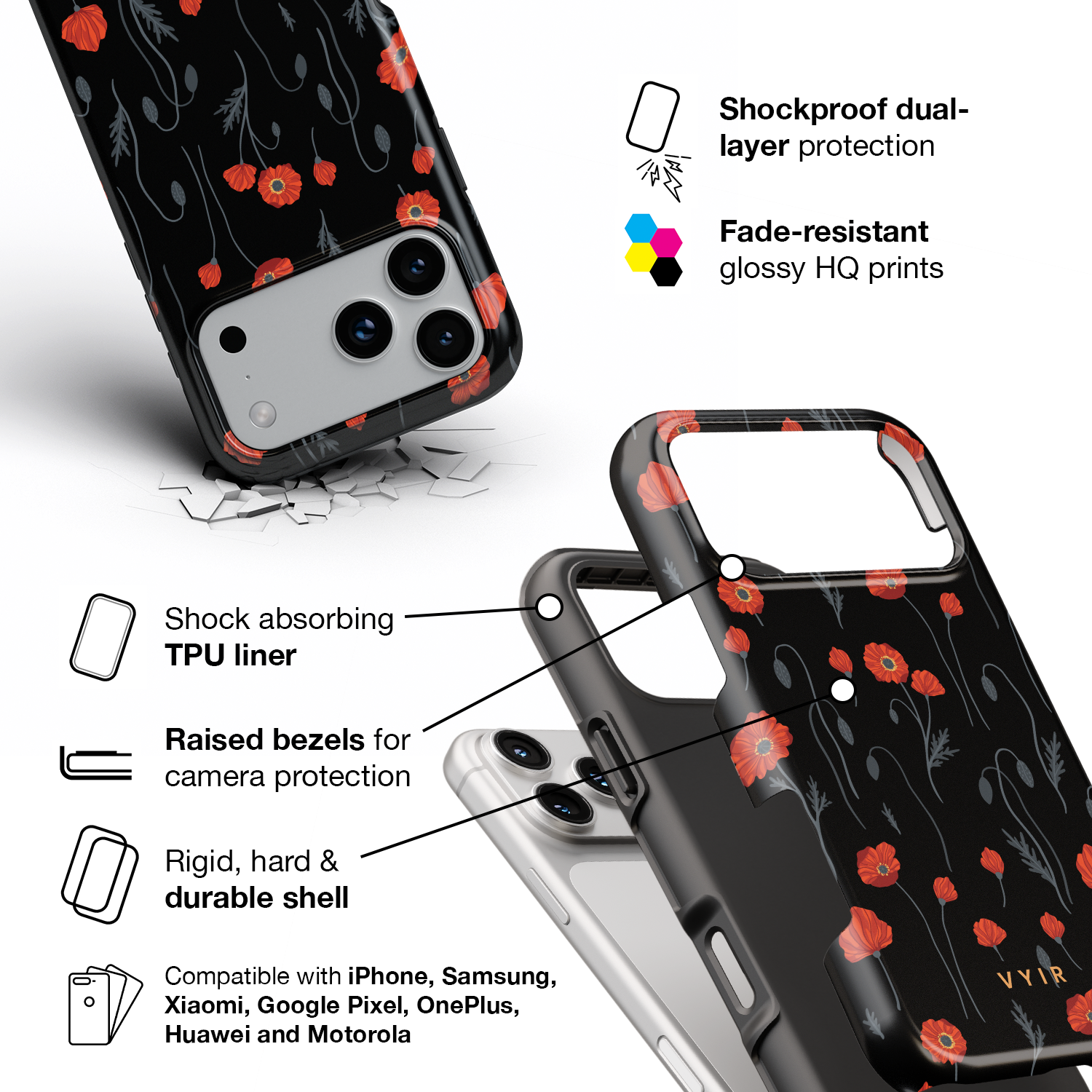 Red Poppies - Shockproof Phone Case