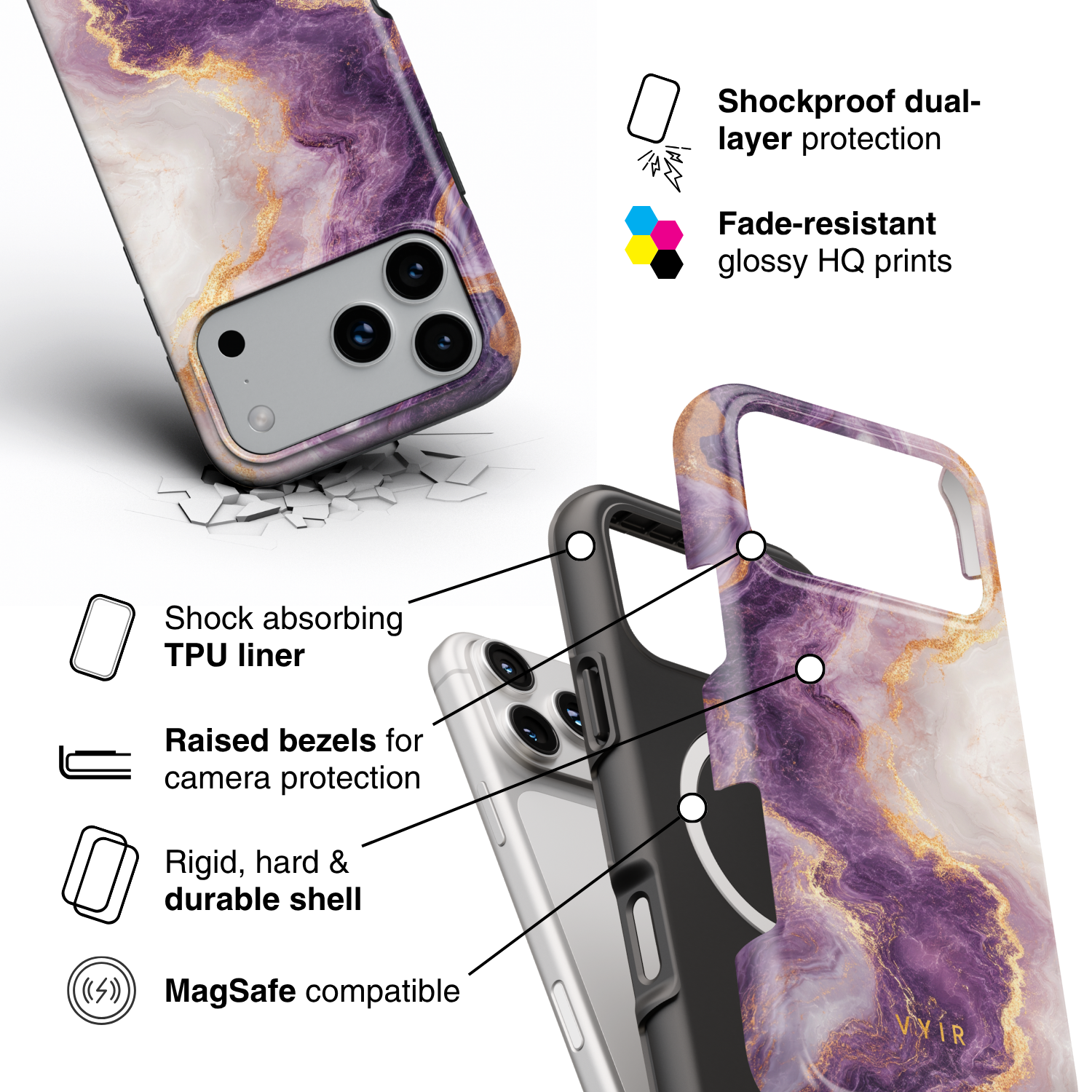 Golden Luxe Purple - Shockproof MagSafe iPhone Case