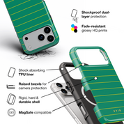 Horizontal Stripes, Goldline Green - Shockproof MagSafe iPhone Case