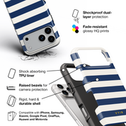Horizontal Stripes, Old Money Blue - Shockproof Phone Case