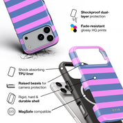 Horizontal Stripes, Periwinkle Dream - Shockproof MagSafe iPhone Case