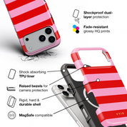 Horizontal Stripes, Red Blush - Shockproof MagSafe iPhone Case