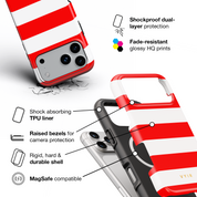 Horizontal Stripes, Red Silk - Shockproof MagSafe iPhone Case