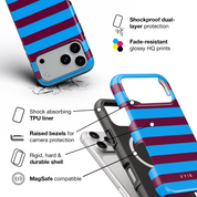 Horizontal Stripes, Track Blue - Shockproof MagSafe iPhone Case