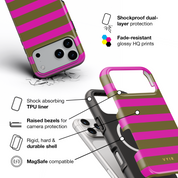 Horizontal Stripes, Urban Olive - Shockproof MagSafe iPhone Case