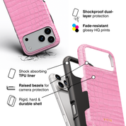 Croc Leather Print Pink - Shockproof Phone Case