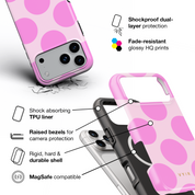 Large Polka Dots, Bubbly Pink - Shockproof MagSafe iPhone Case
