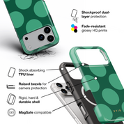 Large Polka Dots, Emerald Green - Shockproof MagSafe iPhone Case