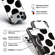 Large Polka Dots, Mono Black - Shockproof MagSafe iPhone Case