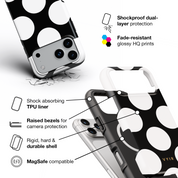 Large Polka Dots, Black Sparkle - Shockproof MagSafe iPhone Case