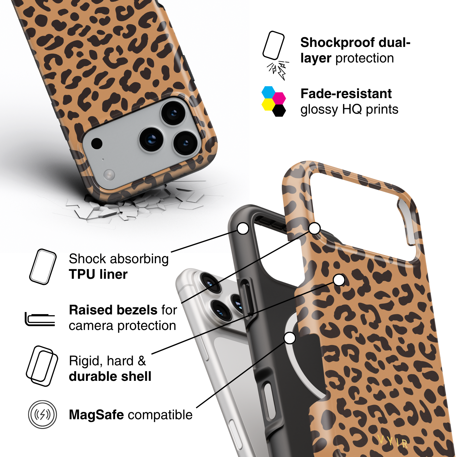 Leopard Elegance Peanut - Shockproof MagSafe iPhone Case
