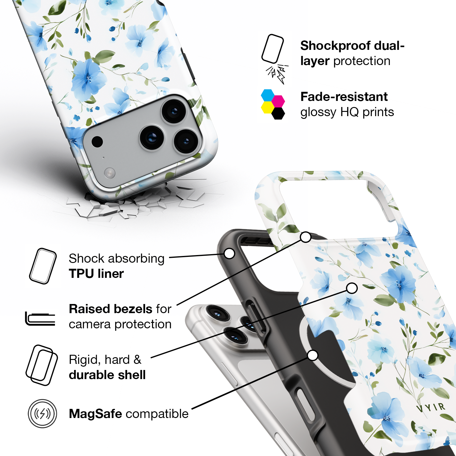 Gentle Blue - Shockproof MagSafe iPhone Case