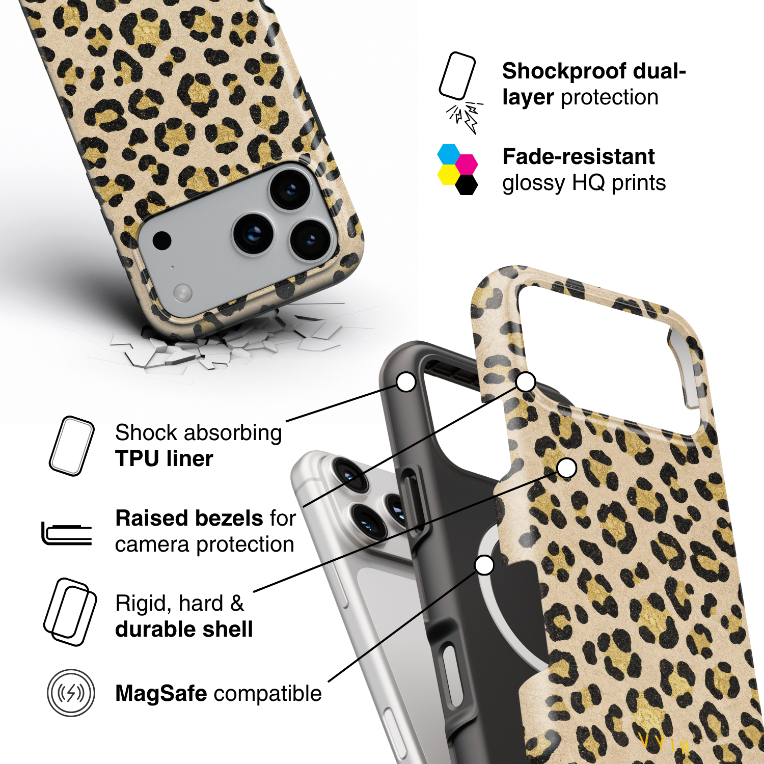 Luxe Leopard Beige - Shockproof MagSafe iPhone Case
