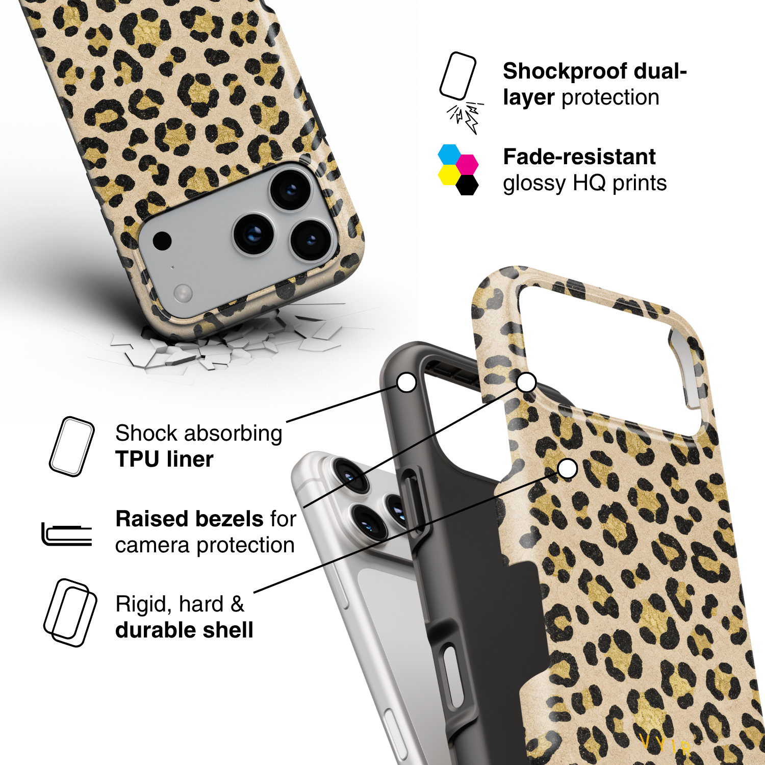 Luxe Leopard Beige - Shockproof Phone Case