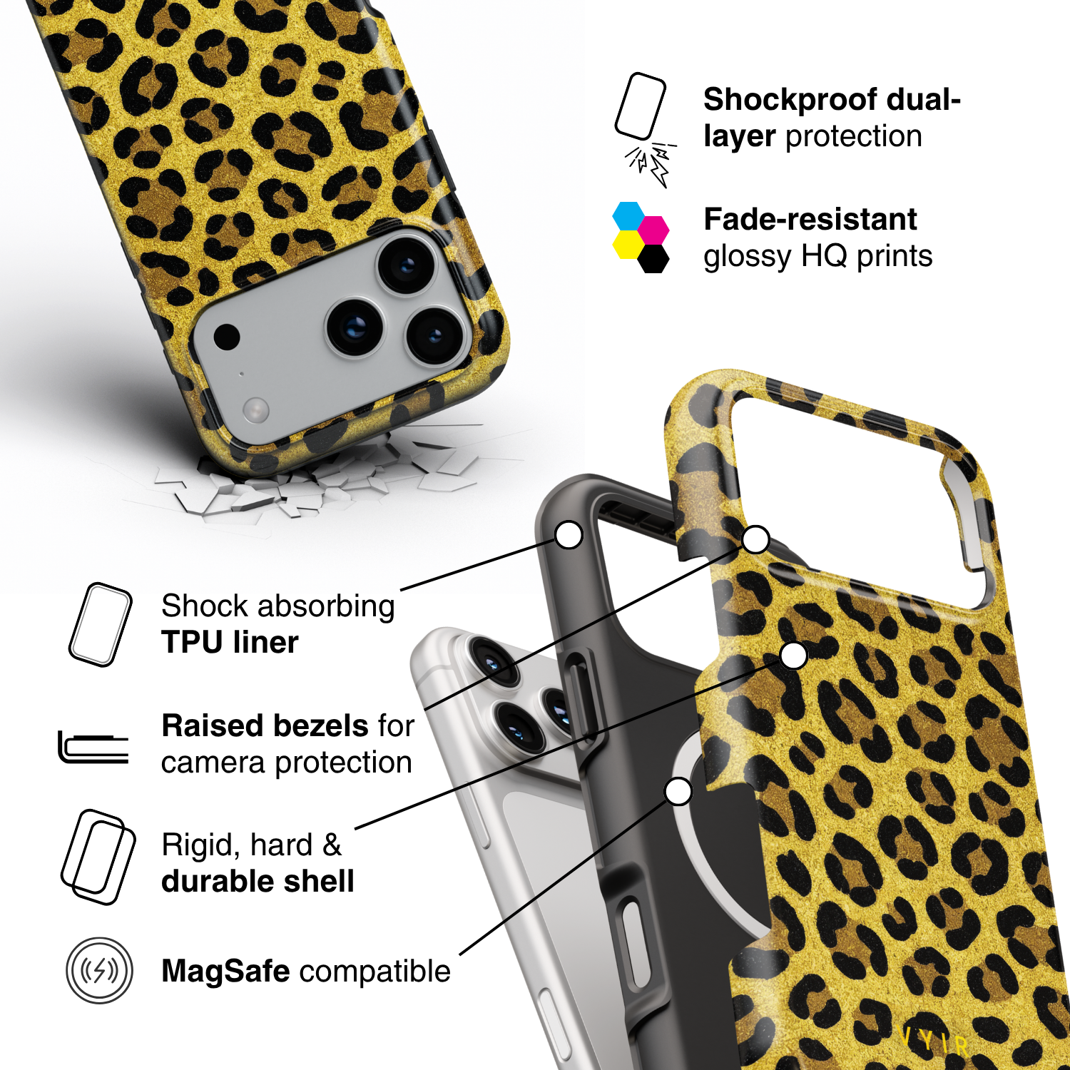 Luxe Leopard Gold - Shockproof MagSafe iPhone Case