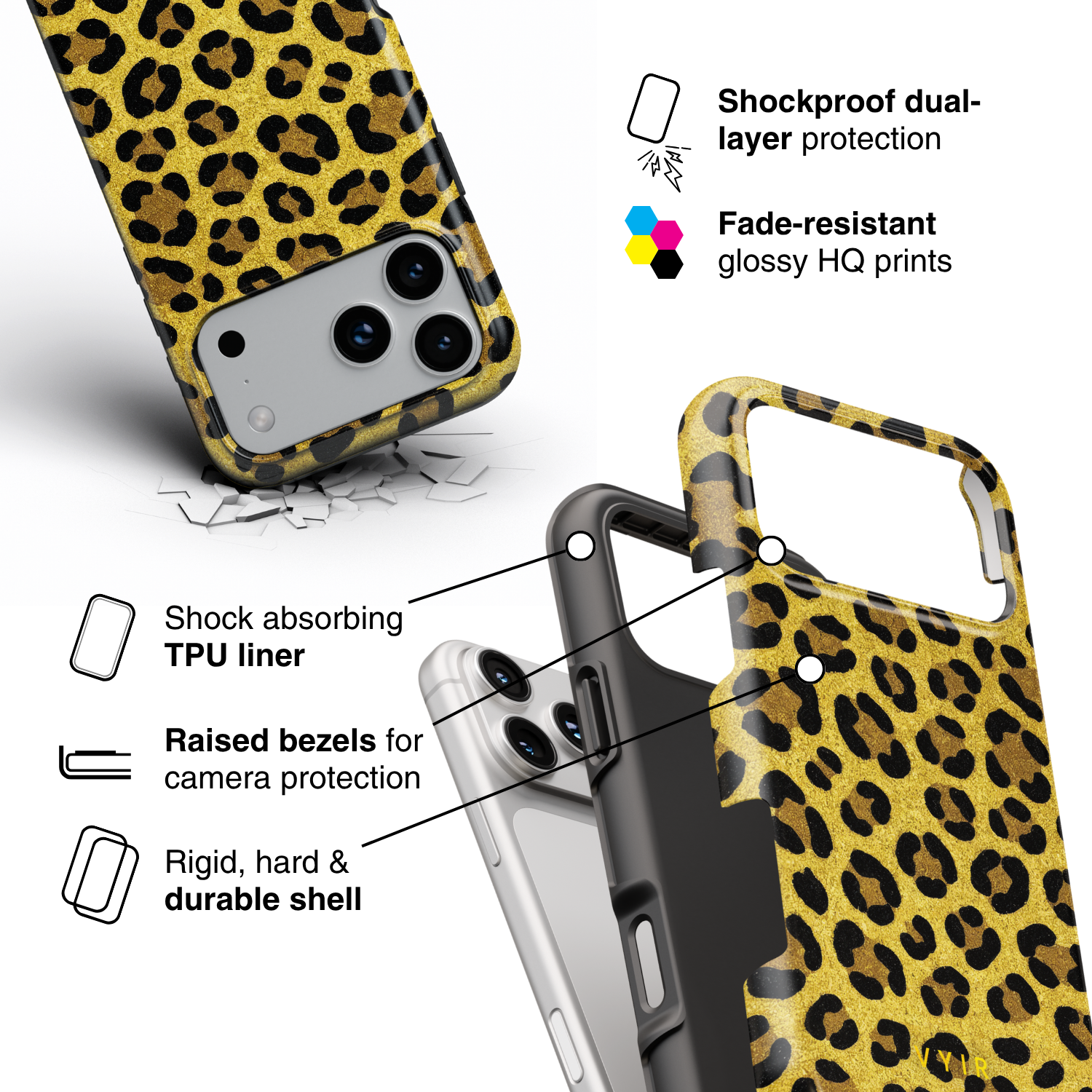 Luxe Leopard Gold - Shockproof Phone Case