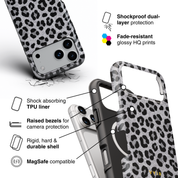 Luxe Leopard Silver - Shockproof MagSafe iPhone Case