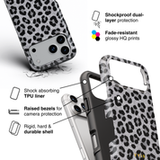 Luxe Leopard Silver - Shockproof Phone Case