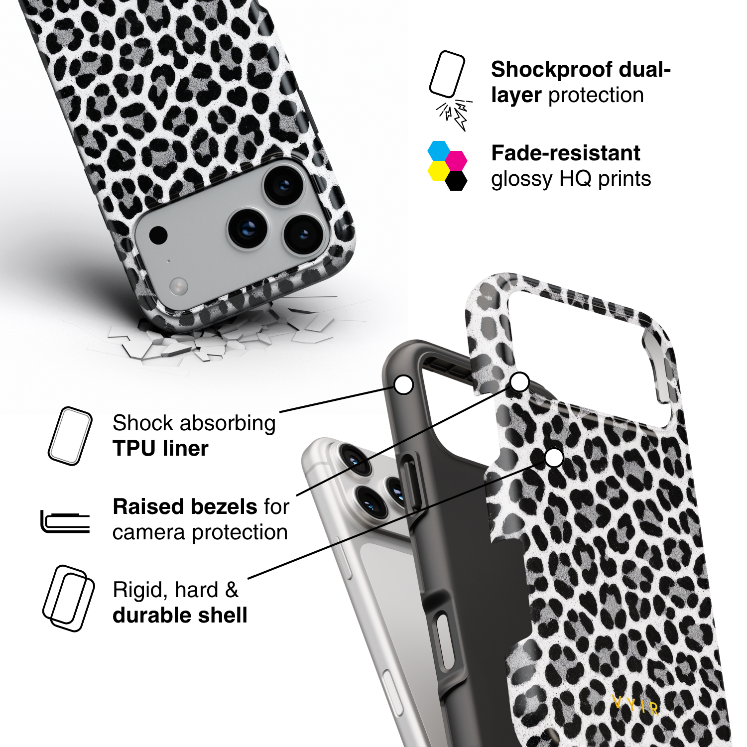Luxe Leopard White - Shockproof Phone Case