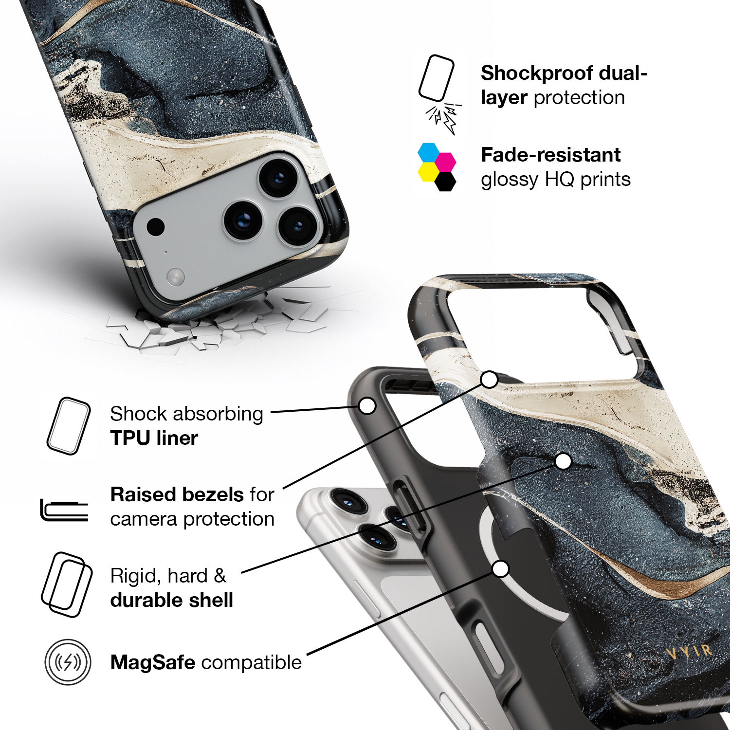 Midnight Opal - Shockproof MagSafe iPhone Case