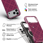 Ornate Bloom, Burgundy - Shockproof MagSafe iPhone Case