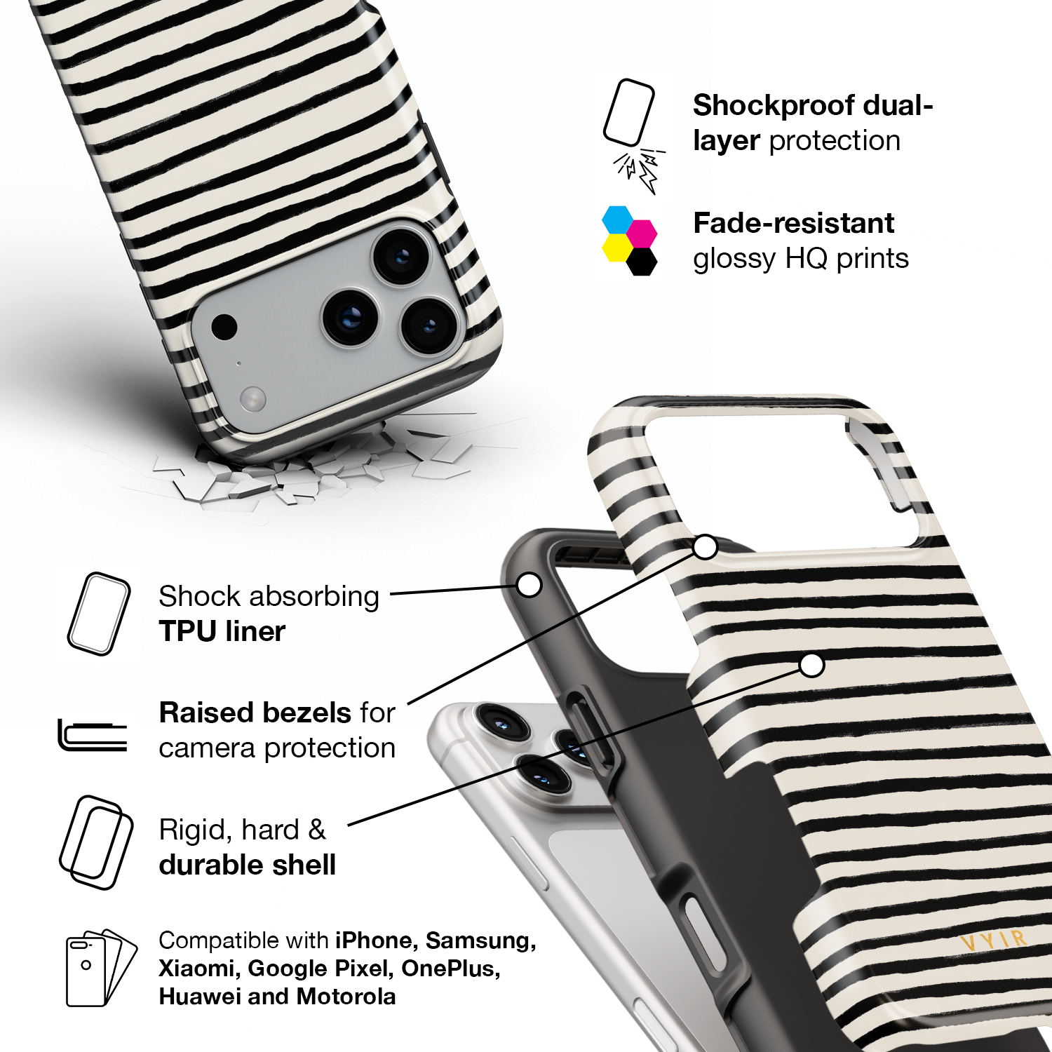Paris Stripes - Shockproof Phone Case