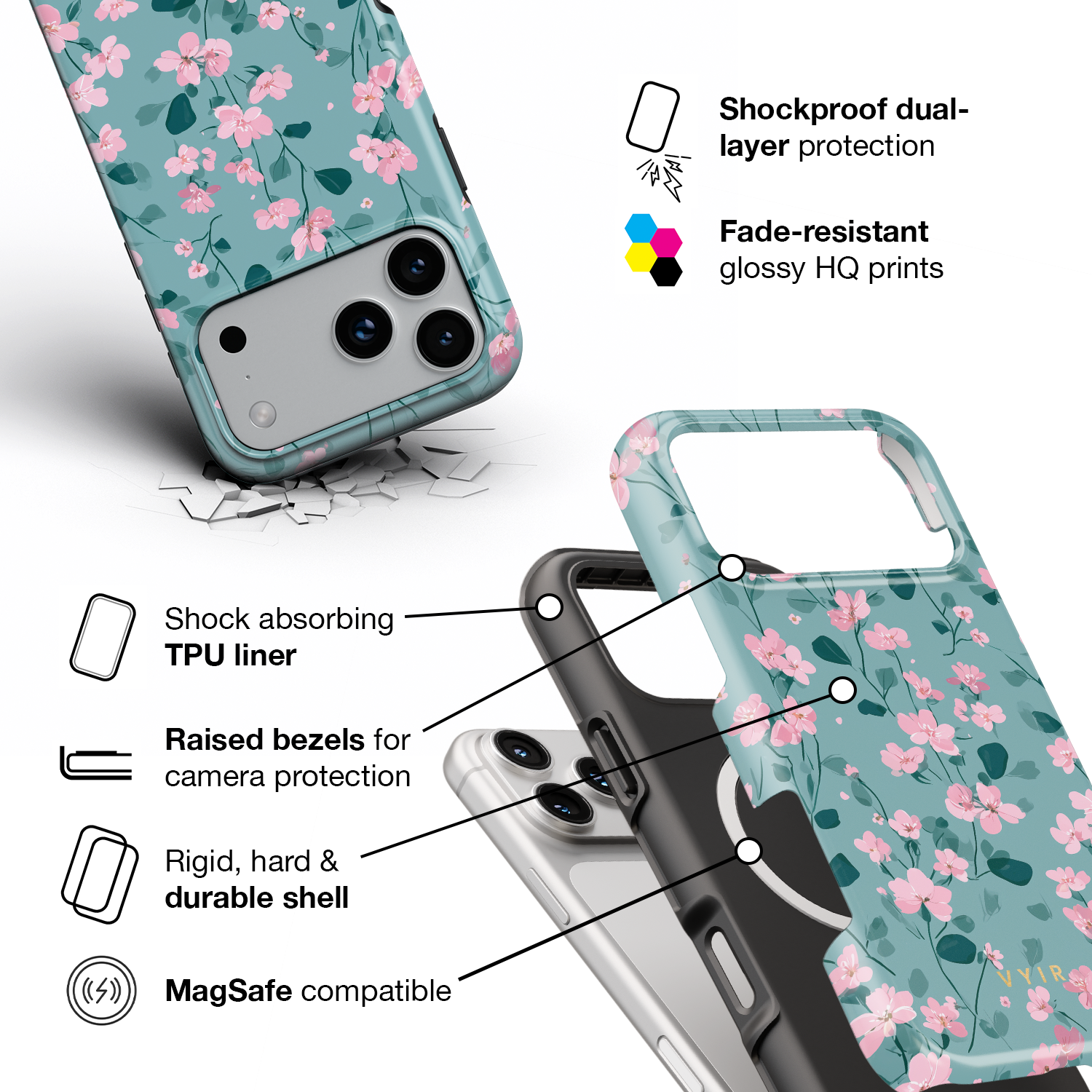 3VYIRSakuraDriftTealBluePinkFloralPattern-ShockproofToughMagSafeiPhoneCase.png