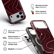 Swirl Lines, Burgundy - Shockproof MagSafe iPhone Case