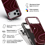 Swirl Lines, Burgundy - Shockproof Phone Case
