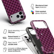Tiny Checker, Burgundy - Shockproof Phone Case