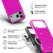 Tiny Polka Dots, Deep Pink - Shockproof MagSafe iPhone Case
